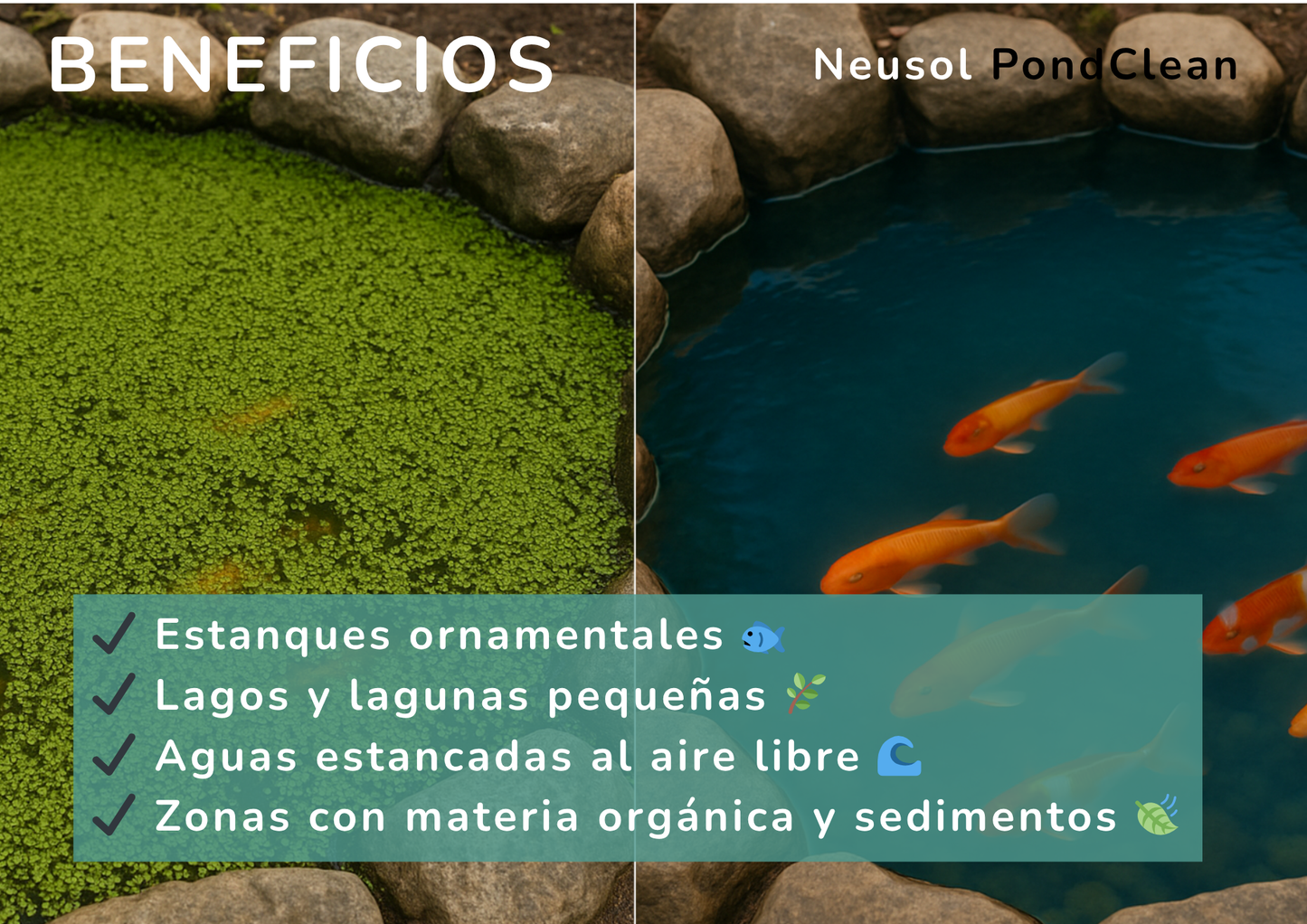 Neusol PondClean – Control biológico de algas y olores en estanques
