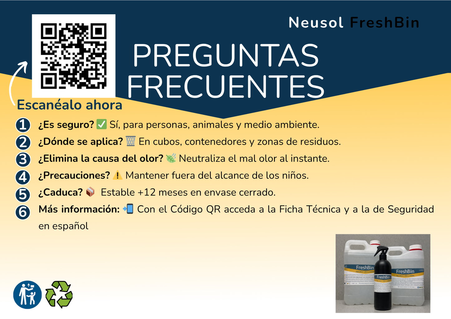 Neusol FreshBin – Neutralizador de olores para cubos de basura y contenedores